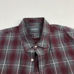 Bonobos SLIM FIT XL Red GrayMens Button Front Long Sleeve Casual Shirt